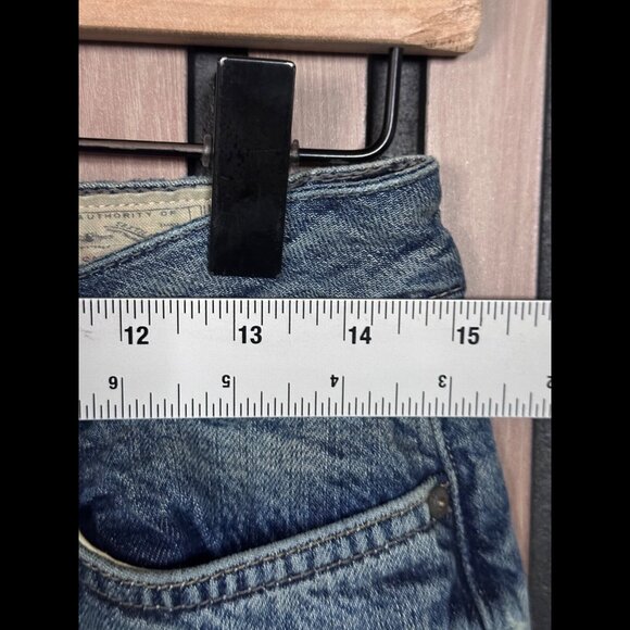 AllSaints Jeans 30W Womens Blue Casey Straight Dirty Denim Patch - Picture 3 of 8